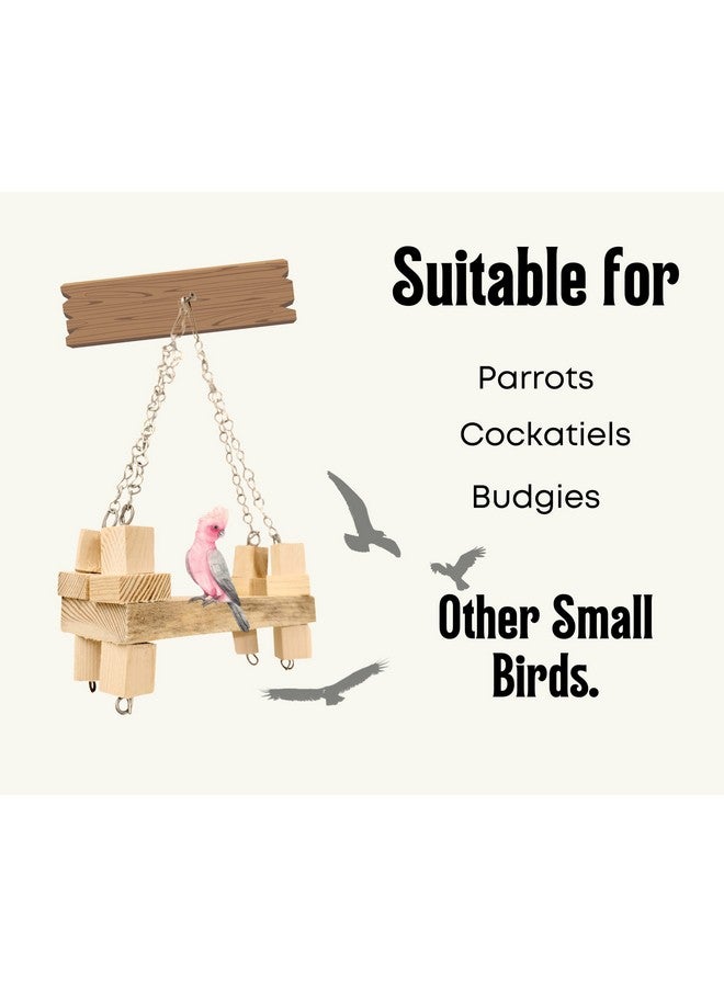 Generic Natural Wooden Cage Hanging Platform Swing Toy For Small Birds - Bird Cage Accessories  - Image 2