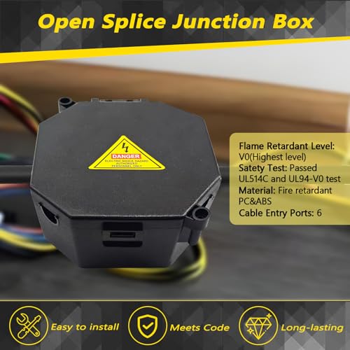 MIARALA Black Open Splice Junction Box 6 Pack Splice Box Wire Electrical Junction Box with Cover V0 Flame Retardant RatingHighest Level - Image 3