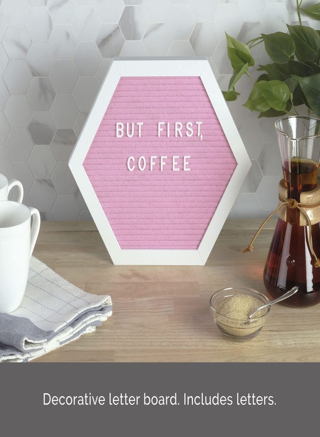Melannco Felt Letter Board, Hexagonal, with Letters & Numbers, for Announcements, Pink & White - Image 3