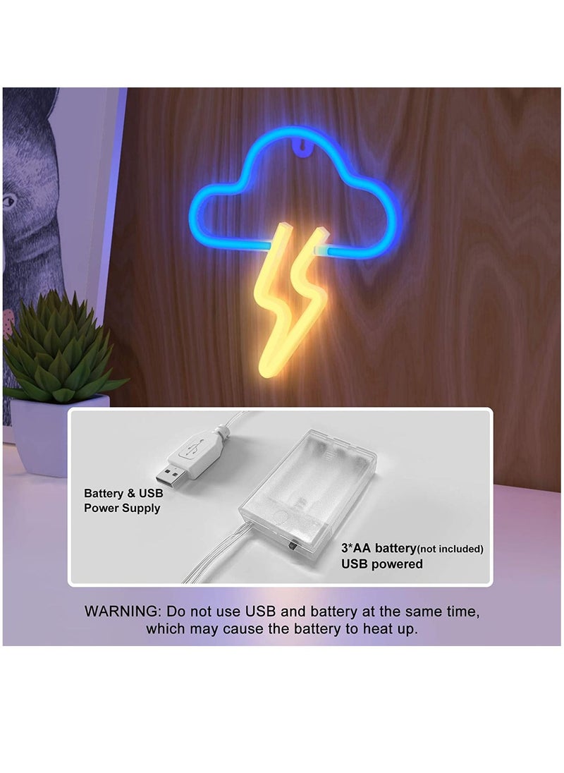 Neon Sign LED Cloud Lightning Shape Light Wall Decor Battery or USB Powered Yellow - pzsku/Z9D9079A2B81BA900EA83Z/45/_/1650615255/f3fd8a72-ba7b-4ee3-80e1-6347614adc62