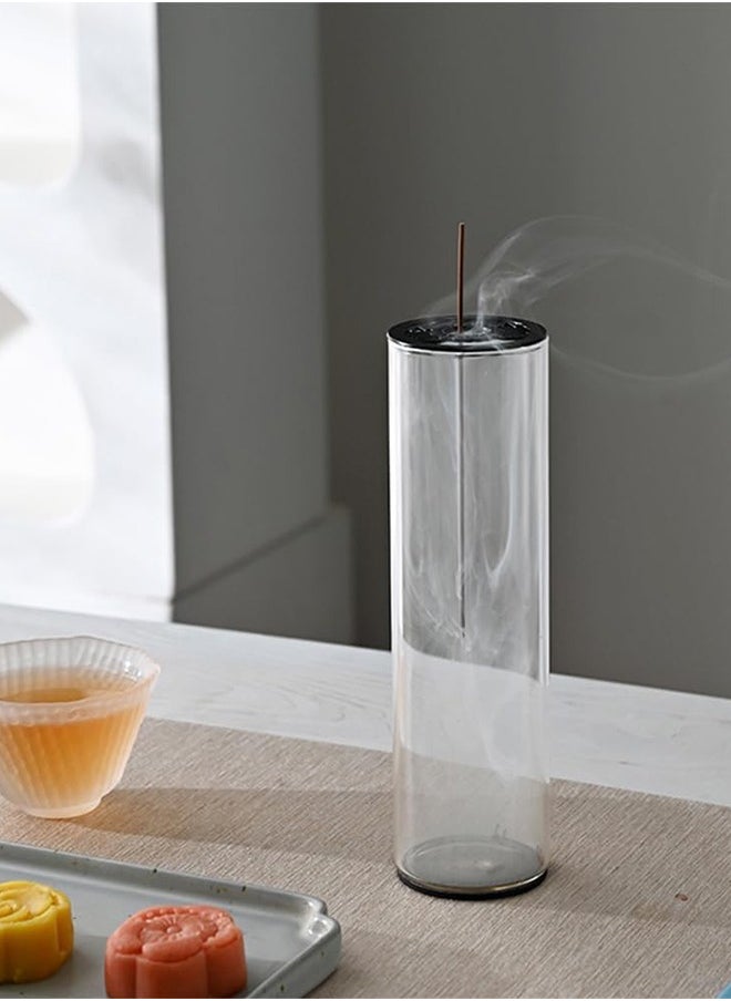 Generic - Glass Incense Holder, Incense Holder for Sticks with Ash Catcher, Fireproof Incense Burner for Aromatherapy Meditation Yoga Spa Room Decor No Mess Incense Holder Black - Image 1