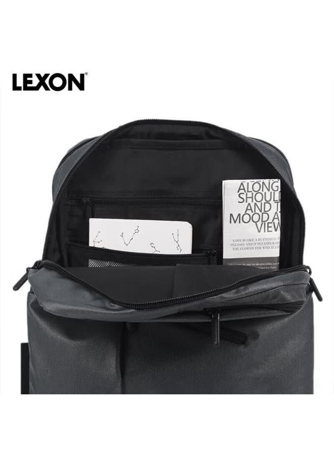 Lexon Men's Backpack, 15.6-inch Business Laptop Bag, Double Compartment Backpack, Casual School Bag, Pu Leather, Blue - Image 4