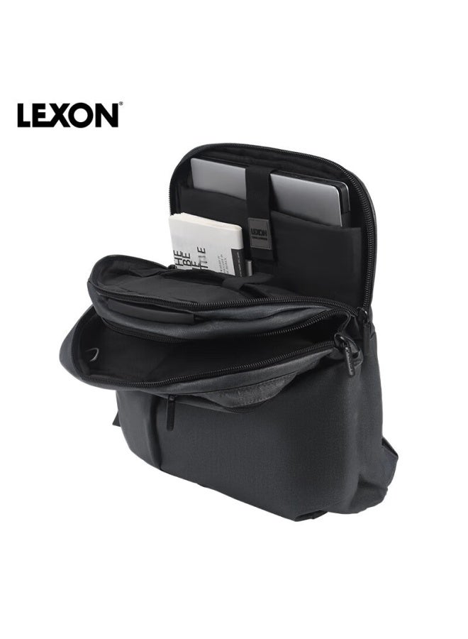 Lexon Men's Backpack, 15.6-inch Business Laptop Bag, Double Compartment Backpack, Casual School Bag, Pu Leather, Blue - Image 5
