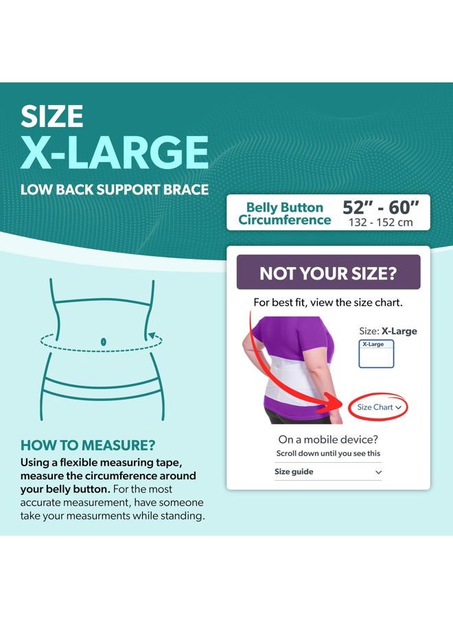 BraceAbility Plus Size Women's Back Brace for Female Lower Back Pain - Extra Large Overweight Ladies Soft White Elastic Lumbar Compression Support Belt Girdle is Discreet Under Clothes (X-Large) - Image 2