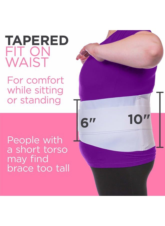 BraceAbility Plus Size Women's Back Brace for Female Lower Back Pain - Extra Large Overweight Ladies Soft White Elastic Lumbar Compression Support Belt Girdle is Discreet Under Clothes (X-Large) - Image 5