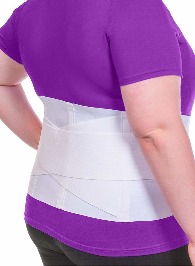 BraceAbility Plus Size Women's Back Brace for Female Lower Back Pain - Extra Large Overweight Ladies Soft White Elastic Lumbar Compression Support Belt Girdle is Discreet Under Clothes (X-Large) - Image 1