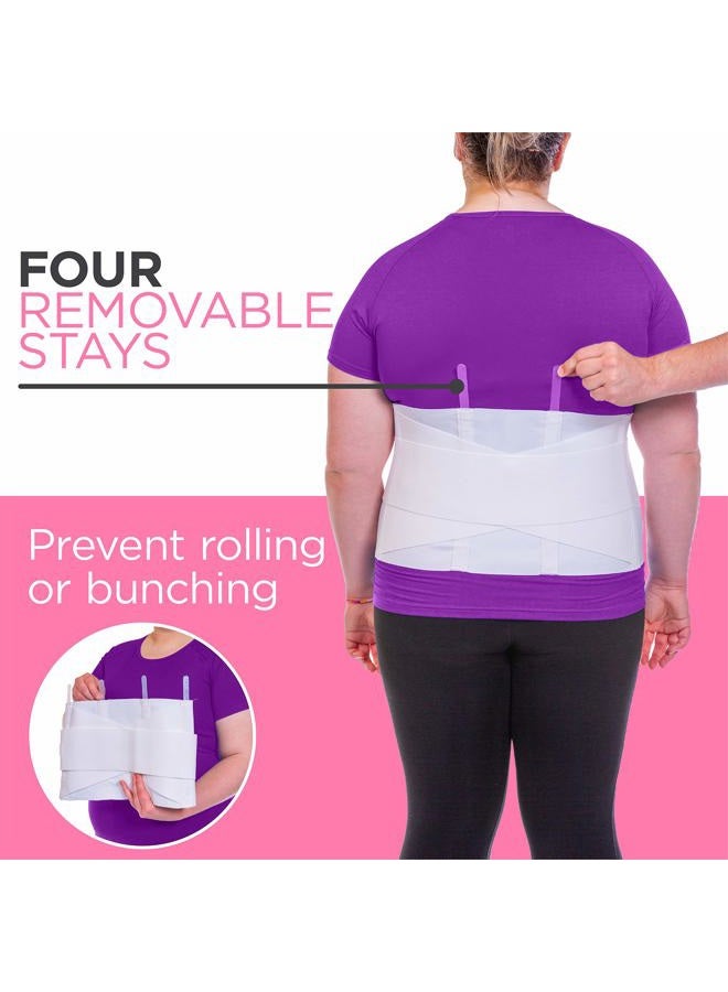 BraceAbility Plus Size Women's Back Brace for Female Lower Back Pain - Extra Large Overweight Ladies Soft White Elastic Lumbar Compression Support Belt Girdle is Discreet Under Clothes (X-Large) - Image 4