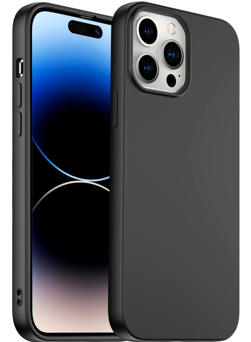 آيفون 14 برو، غلاف سيليكون فائق النحافة مضاد للصدمات مع بطانة ميكروفايبر ناعمة مقاومة للخدش، [حماية محسّنة للكاميرا] 6.1 بوصة (أسود) - Image 1