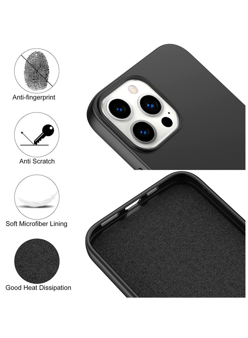 آيفون 14 برو، غلاف سيليكون فائق النحافة مضاد للصدمات مع بطانة ميكروفايبر ناعمة مقاومة للخدش، [حماية محسّنة للكاميرا] 6.1 بوصة (أسود) - Image 2
