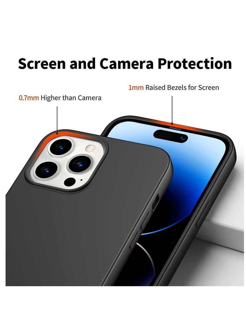 آيفون 14 برو، غلاف سيليكون فائق النحافة مضاد للصدمات مع بطانة ميكروفايبر ناعمة مقاومة للخدش، [حماية محسّنة للكاميرا] 6.1 بوصة (أسود) - Image 3