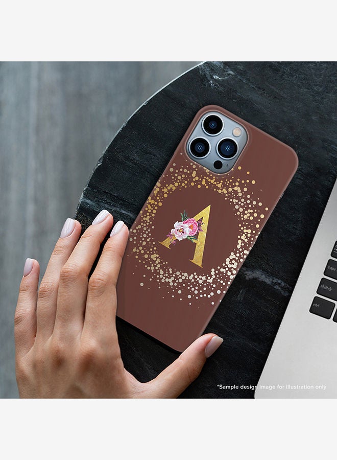 Stylizedd Monogram Tough Series for Apple iPhone 13 Pro Max Custom Initials Floral Pattern Tough Pro Dual Layer hybrid PC inner TPU protection Alphabet- E (Brown) - Image 2