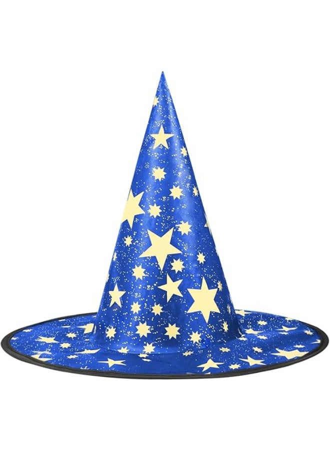 HI-FINE Halloween Wizard Cape Witch Star Pattern Costume Cloak with Hat Pumpkin Bag for Children Kids Blue - Image 3