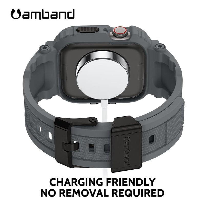 amBand Compatible with Apple Watch Series 9/8/7/6/5/4 & SE 3/2/1 41mm/40mm Band Case for Men, M1 Sport Rugged Case with Strap Military Protective Cover Bumper for iWatch 41/40 mm 38mm - Gray - Image 4