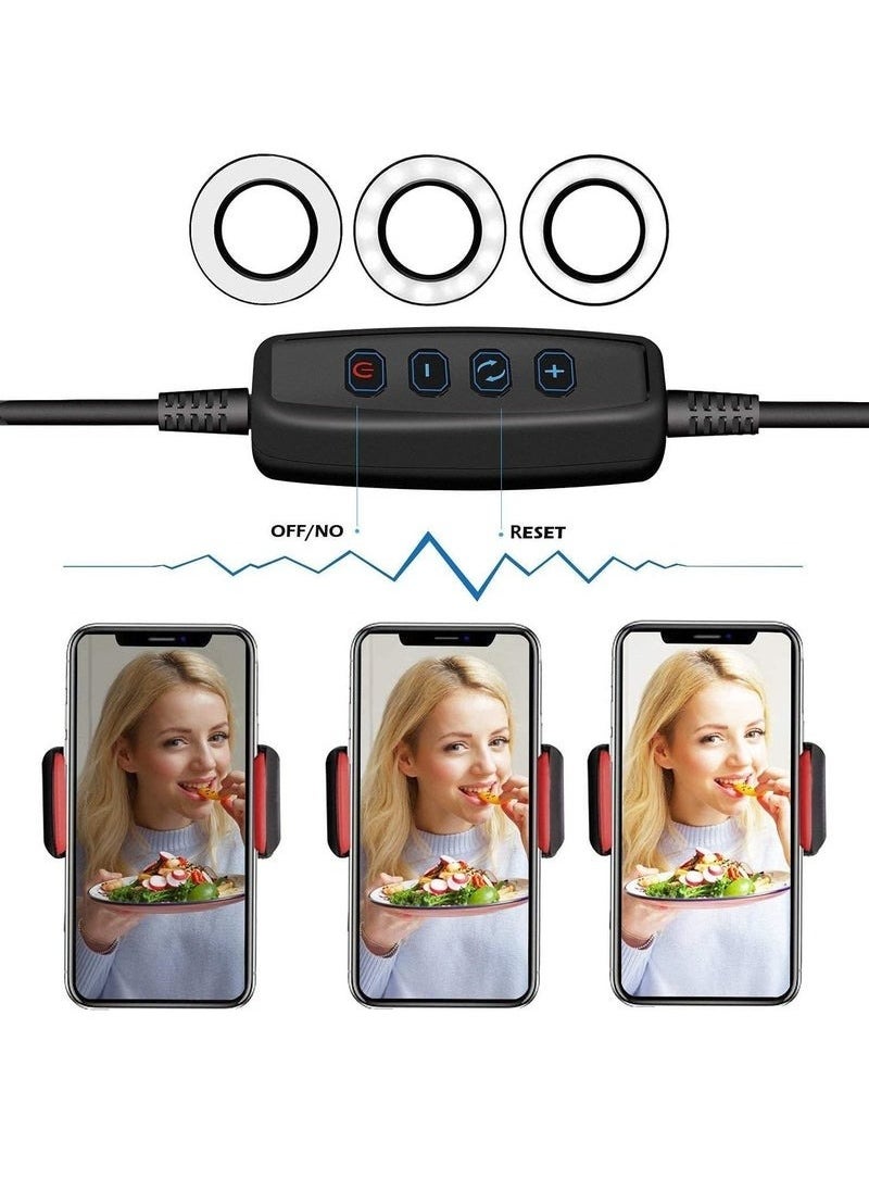 Zashe Selfie Ring Light with Cell Phone Holder Stand for Live Streaming, Makeup, LED Camera Lighting with 3-Light Modes & 10-Level Brightness  - Image 2