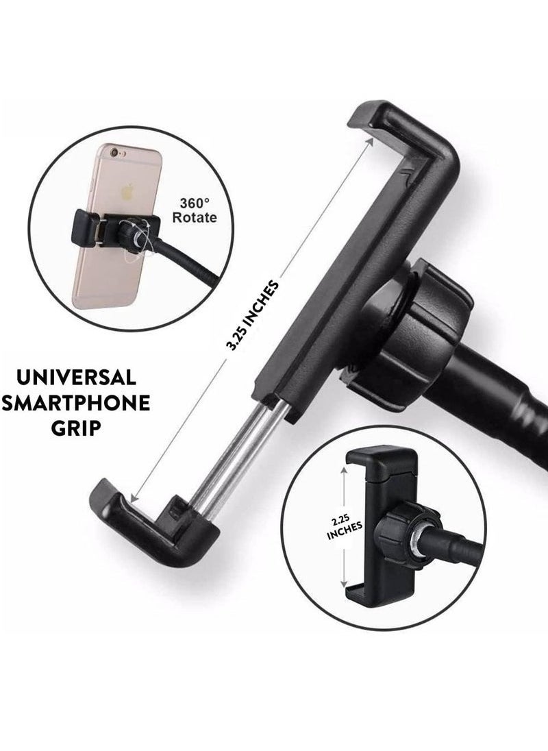 Zashe Selfie Ring Light with Cell Phone Holder Stand for Live Streaming, Makeup, LED Camera Lighting with 3-Light Modes & 10-Level Brightness  - Image 4