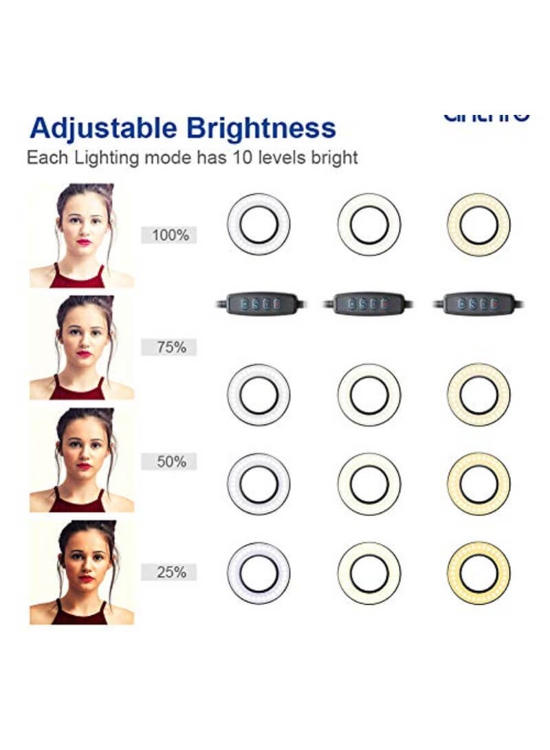 Selfie Ring Light with Phone Holder & Flexible Arm – 2-in-1LED Light with 3 Color Modes and 10-Level Adjustable Brightness, Perfect for Makeup, TikTok, Live Streaming, Video Calls & Photography - Image 2