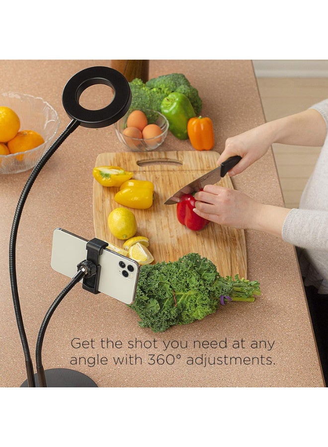 Selfie Ring Light with Phone Holder & Flexible Arm – 2-in-1LED Light with 3 Color Modes and 10-Level Adjustable Brightness, Perfect for Makeup, TikTok, Live Streaming, Video Calls & Photography - Image 4