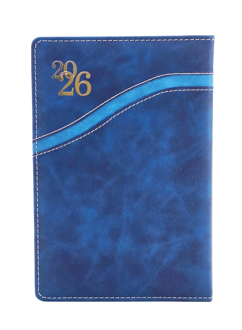A5 PU Leather 2026 Diary, Daily Planner - Navy Blue - Image 1