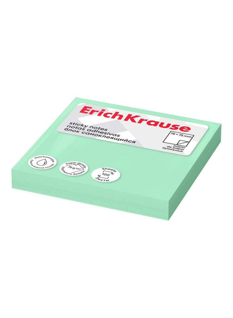 ErichKrause 100-Sheet Sticky Notes 75mmx75mm Size Green
