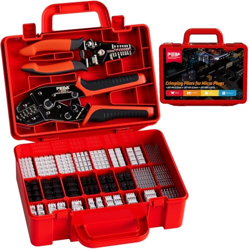 PEBA Crimping Tool and JST Connector Kit - 24 Types of 2.0 mm JST-PH Connectors & Crimp Pins, 2.5 mm JST-XH & JST-SM Housings and Contacts, for DIY Electronics - Suitable for AWG 32-20 Wires - Image 1
