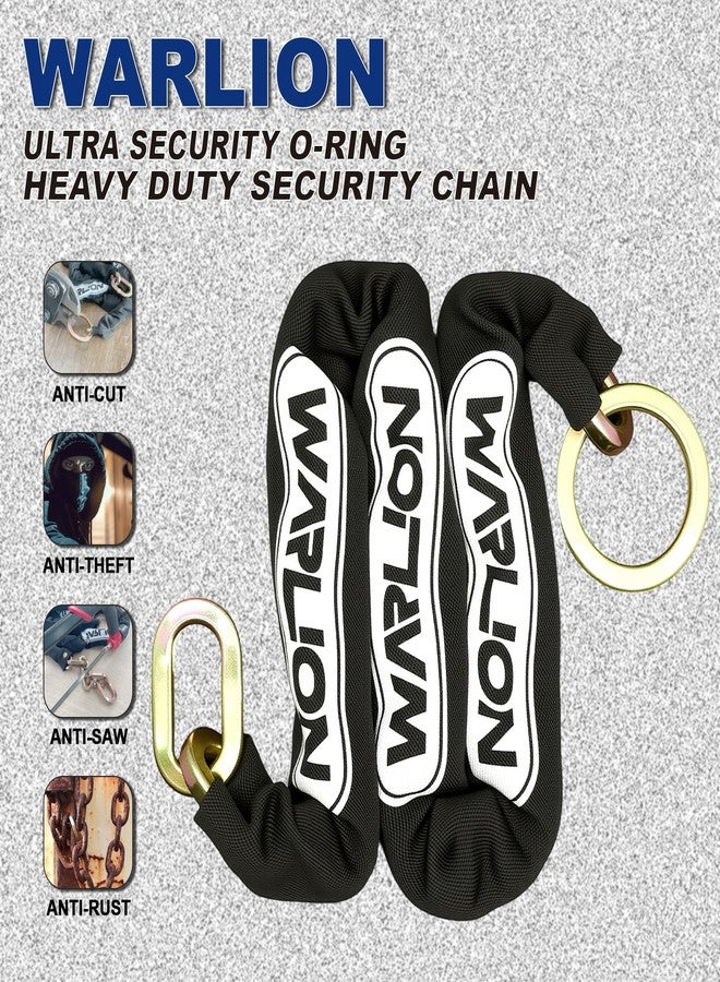 WARLION Heavy Duty Security Chain, 3ft x 3/8in Thick, 3.8lbs, Anti-Theft & Cut-Proof Motorcycle Chain with Cinch Ring - Secure Generators, Trailers, ATVs, Ebikes, & 2-Wheeled Vehicles (No Lock) - Image 4