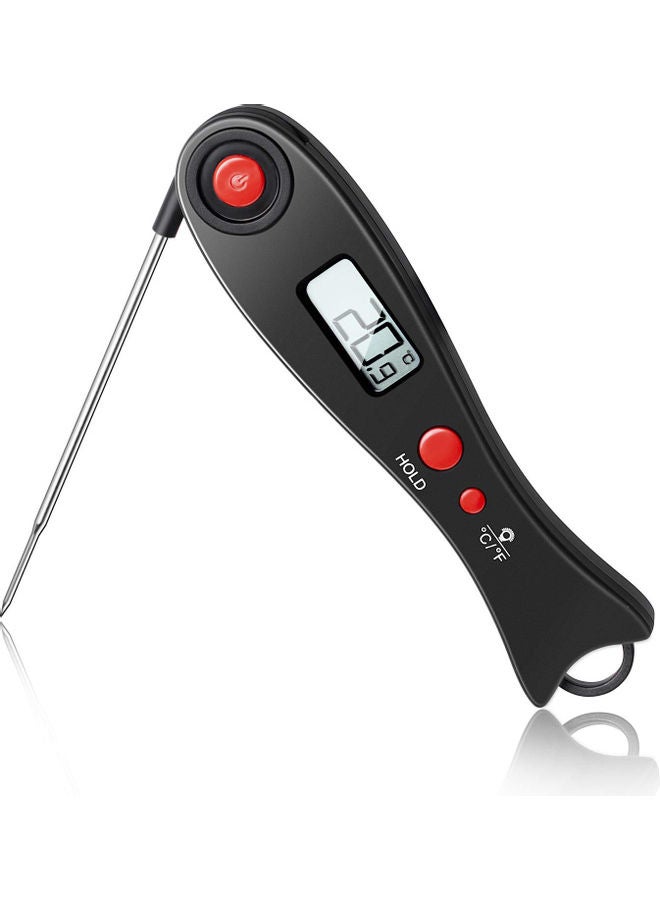 نيبمينينت مقياس حرارة لحوم الشواء بقراءة فورية مع إضاءة خلفية وشاشة LCD ومسبار قابل للطي ومزود بخاصية الذاكرة المغناطيسية الخلفية أسود 16.3*2.6*4.2سم - Image 1