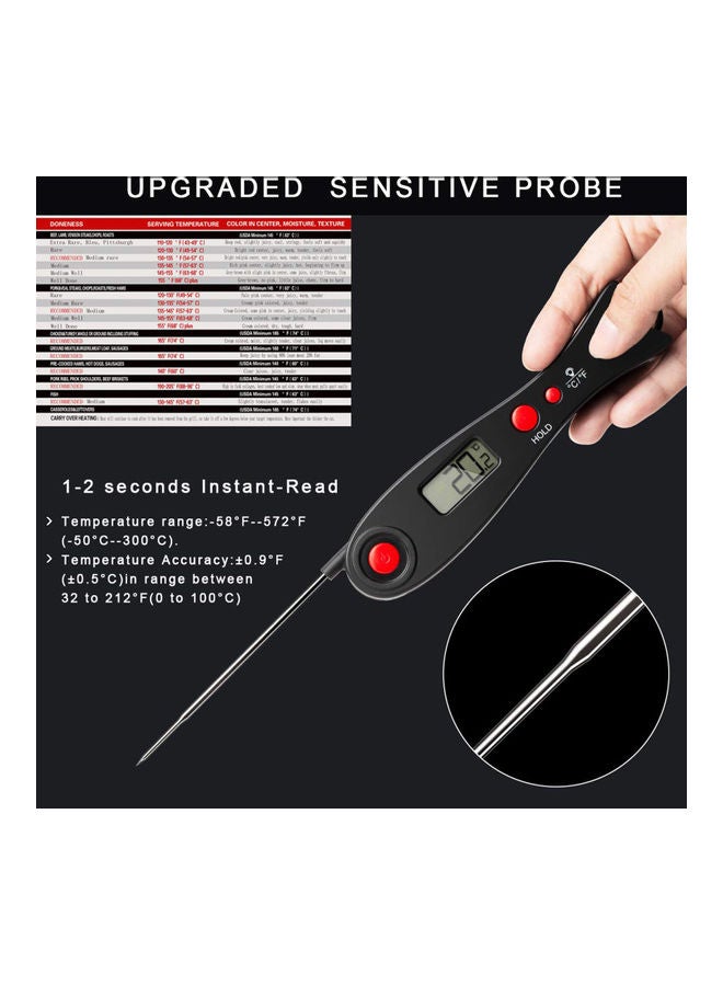 نيبمينينت مقياس حرارة لحوم الشواء بقراءة فورية مع إضاءة خلفية وشاشة LCD ومسبار قابل للطي ومزود بخاصية الذاكرة المغناطيسية الخلفية أسود 16.3*2.6*4.2سم - Image 3