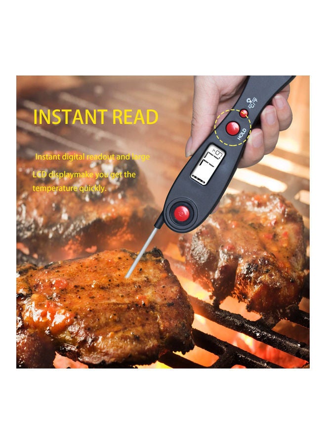 نيبمينينت مقياس حرارة لحوم الشواء بقراءة فورية مع إضاءة خلفية وشاشة LCD ومسبار قابل للطي ومزود بخاصية الذاكرة المغناطيسية الخلفية أسود 16.3*2.6*4.2سم - Image 2