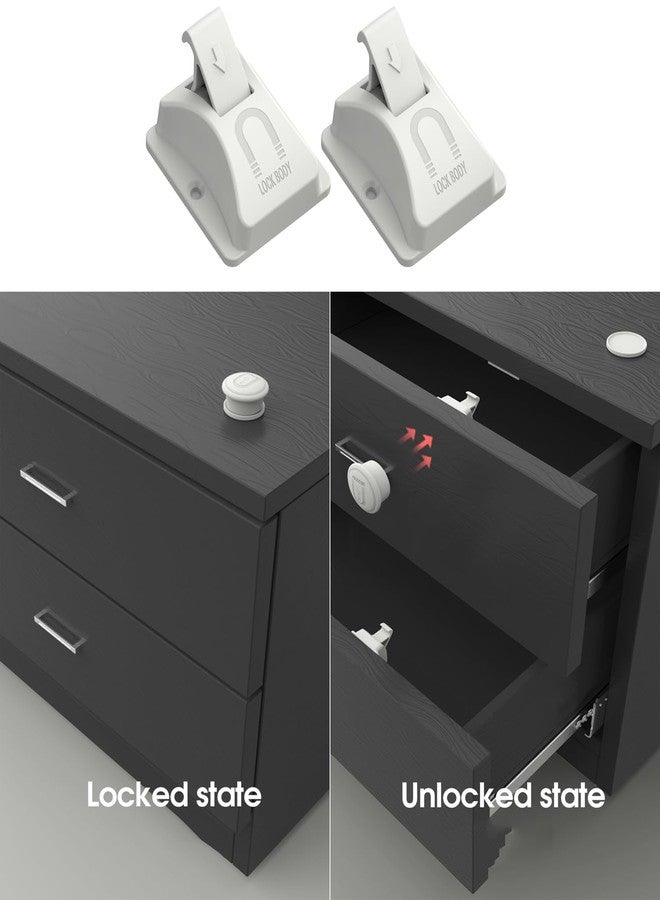 iLulala 4pcs Magnetic Baby Cabinet Locks for Child Safety with 1 Key, 3M Adhesive Baby Proofing Cabinets & Drawers Latches Child Safety Magnet Cabinet Lock for Cupboard and Pantry Door. - Image 3