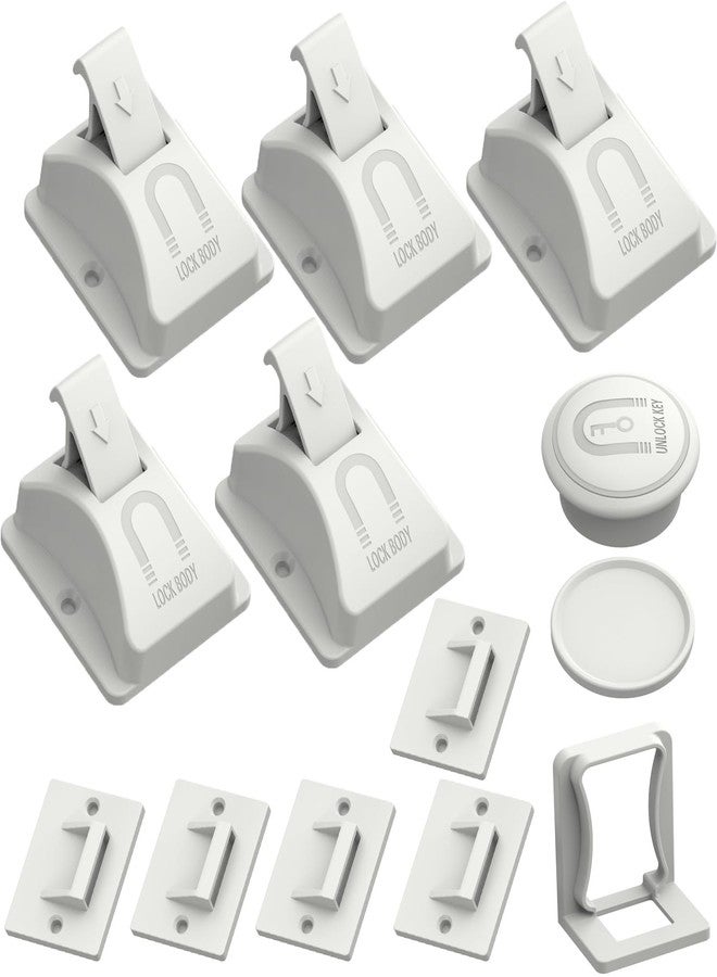 iLulala 4pcs Magnetic Baby Cabinet Locks for Child Safety with 1 Key, 3M Adhesive Baby Proofing Cabinets & Drawers Latches Child Safety Magnet Cabinet Lock for Cupboard and Pantry Door. - Image 1