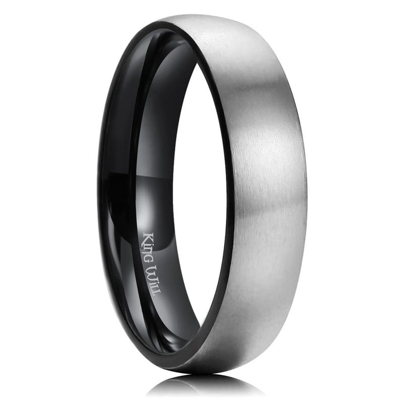 King Will Titanium Wedding Band for Men Women-5mm Width Pure Titanium Wedding Ring with Inner Black Plated Brushed and Matte Design Comfort Fit Size 10 - Image 1