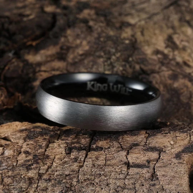 King Will Titanium Wedding Band for Men Women-5mm Width Pure Titanium Wedding Ring with Inner Black Plated Brushed and Matte Design Comfort Fit Size 10 - Image 3