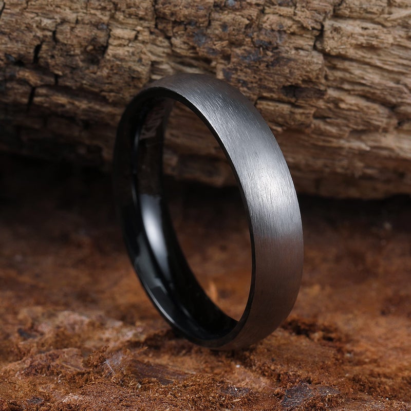 King Will Titanium Wedding Band for Men Women-5mm Width Pure Titanium Wedding Ring with Inner Black Plated Brushed and Matte Design Comfort Fit Size 10 - Image 2