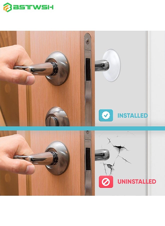 BSTWSH - Wall & Door Handle Stopper 5CM Set. 6 Pieces of Clear Rubber Door Knob, Round Wall Shield Cushion, Quiet Wall Protector for Door Handle, Guard Door Bumper Silencer Self - Adhesive - Image 1