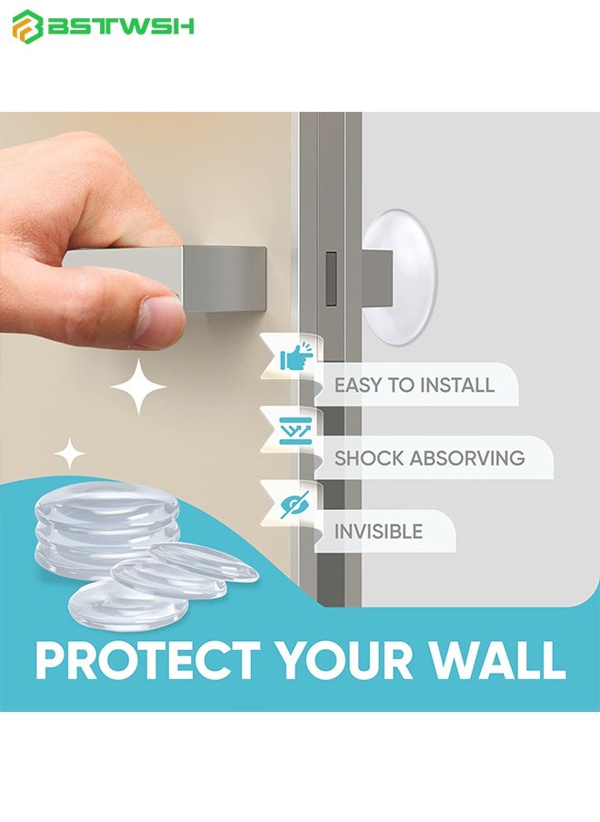 BSTWSH - Wall & Door Handle Stopper 5CM Set. 6 Pieces of Clear Rubber Door Knob, Round Wall Shield Cushion, Quiet Wall Protector for Door Handle, Guard Door Bumper Silencer Self - Adhesive - Image 1