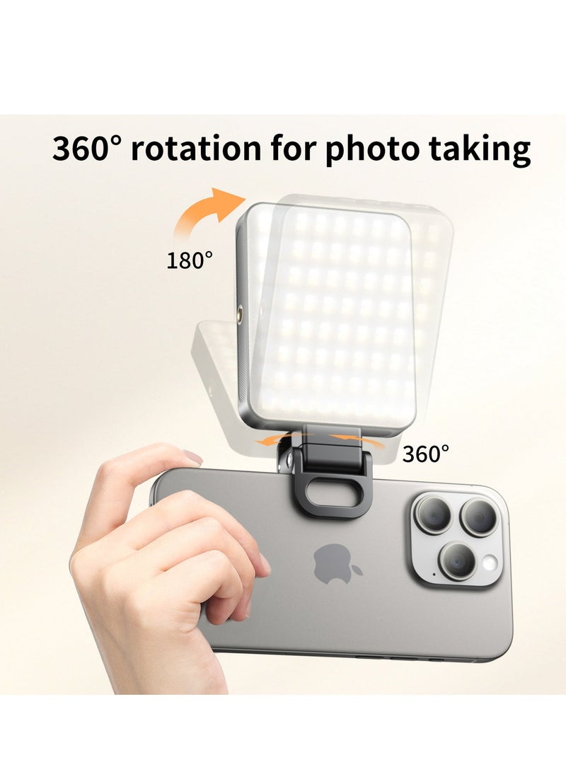 في ار اي جي مصباح سيلفي مغناطيسي، 128 مصباح LED قابل لإعادة الشحن مع مشبك هاتف/حذاء بارد، 3 أوضاع إضاءة قابلة للتعديل لمشبك ضوء الهاتف لماج سيف، تيك توك، تسجيل الفيديو، البث المباشر، المكياج، الكاميرا، الكمبيوتر المحمول - Image 4
