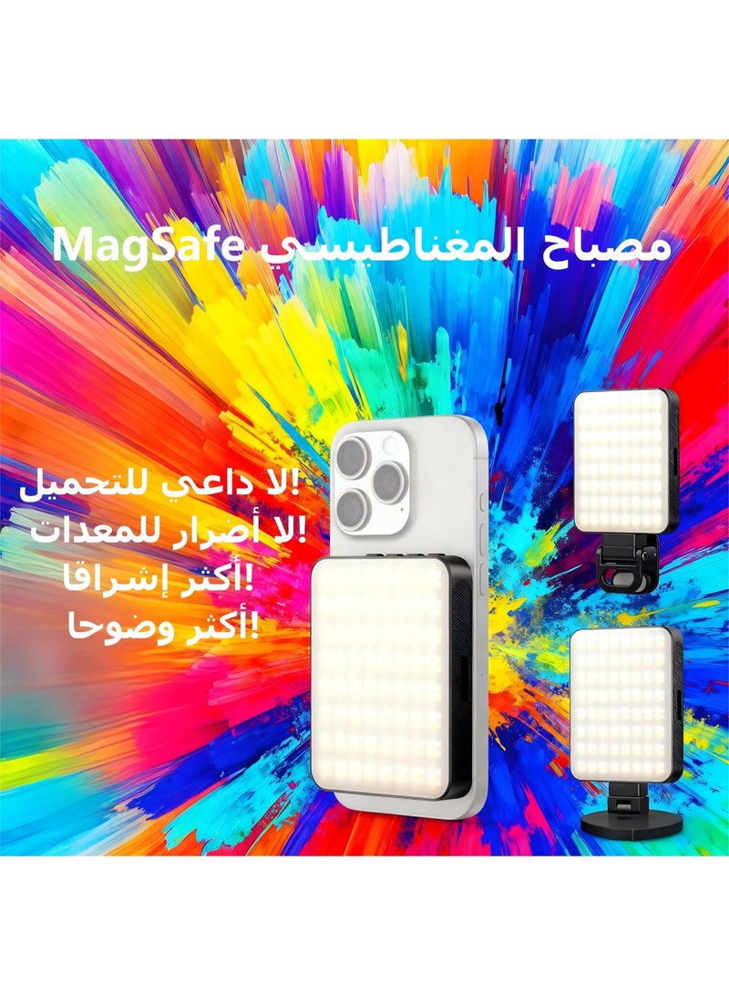 في ار اي جي مصباح سيلفي مغناطيسي، 128 مصباح LED قابل لإعادة الشحن مع مشبك هاتف/حذاء بارد، 3 أوضاع إضاءة قابلة للتعديل لمشبك ضوء الهاتف لماج سيف، تيك توك، تسجيل الفيديو، البث المباشر، المكياج، الكاميرا، الكمبيوتر المحمول - Image 1