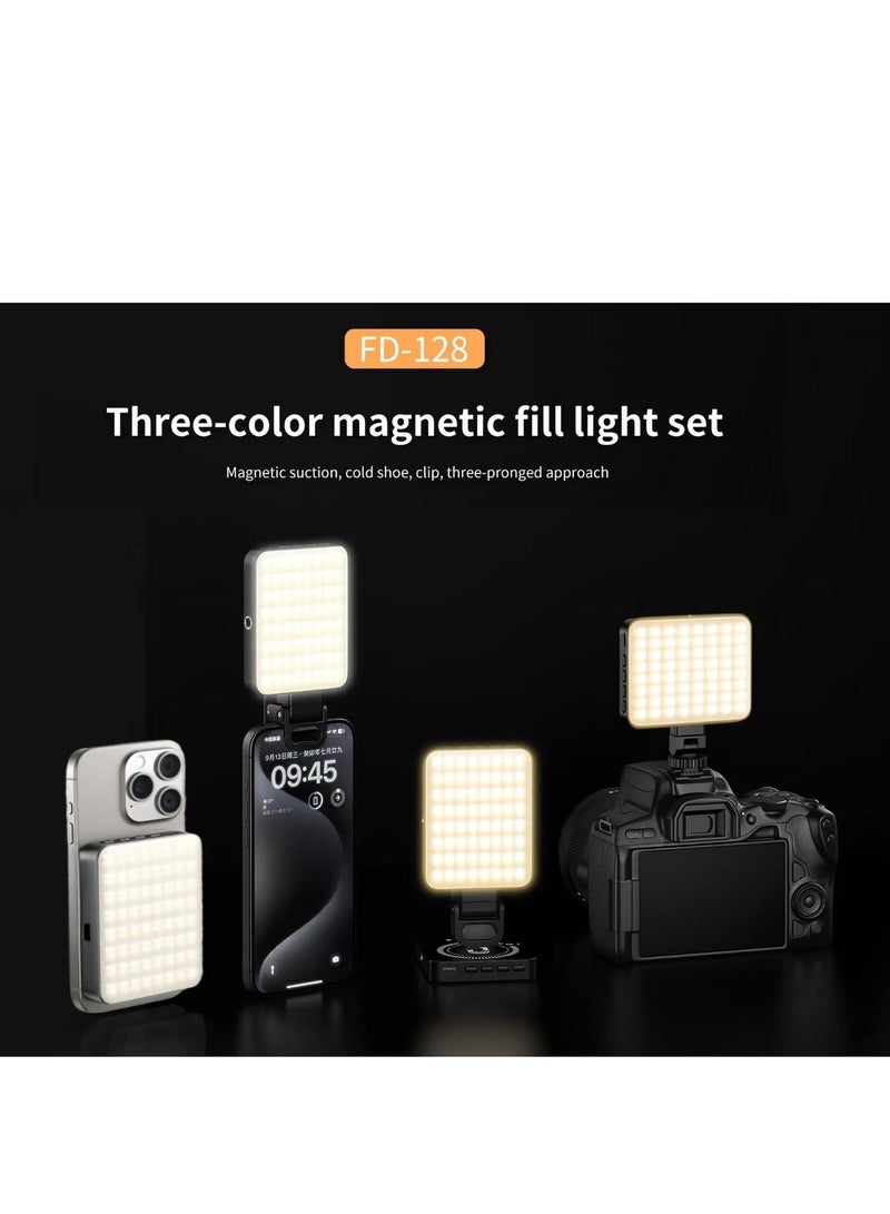 في ار اي جي مصباح سيلفي مغناطيسي، 128 مصباح LED قابل لإعادة الشحن مع مشبك هاتف/حذاء بارد، 3 أوضاع إضاءة قابلة للتعديل لمشبك ضوء الهاتف لماج سيف، تيك توك، تسجيل الفيديو، البث المباشر، المكياج، الكاميرا، الكمبيوتر المحمول - Image 3