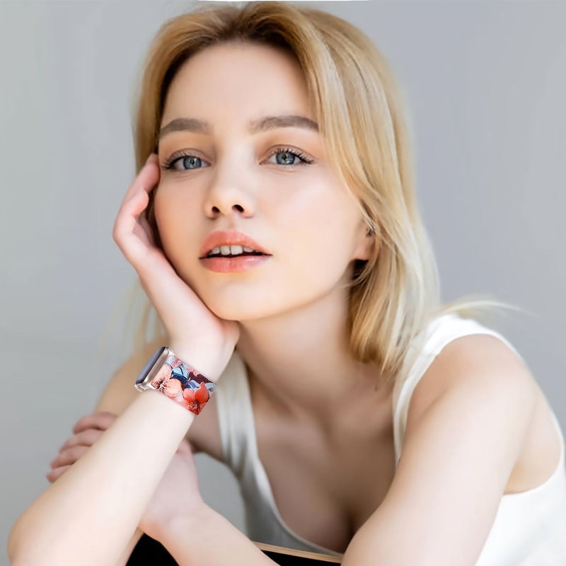 أحزمة نايلون مرنة قابلة للاستبدال لساعات أبل للنساء والفتيات مقاس 42، 44، 45، 49 مم - Image 4