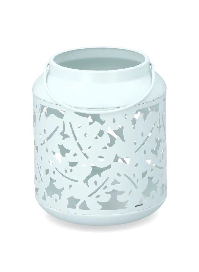 serene Decorative Metal Elegant Greenery Metal Lantern Light Blue 19 x 16 x 16 cm 30-190A1086