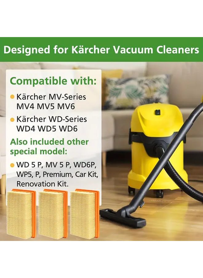 2pcs Vacuum Cleaner Filters Flat Pleated Design Durable Plastic Efficient Filtration Compatible With WD4 WD5 WD6 MV4 MV5 MV6 KWD4 KWD5 KWD6 Models - Image 2