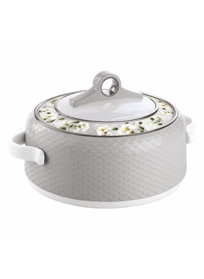 NAYASA Coral Hotpot Stainless Steel Insulated Casserole Food Container with Comfortable Handles Grey 1500Ml  - Image 1