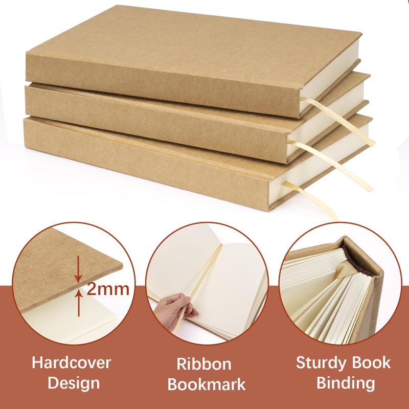Dynta Hardcover Sketchbook Blank Notebook Bulk 6 Packs Unlined A5 Size 5.7â€x8.3â€ 120 Sheets/240 Pages Premium Paper Sketch Pad for Drawing Books Art Supplies for Office School Travelers Journal - Image 3