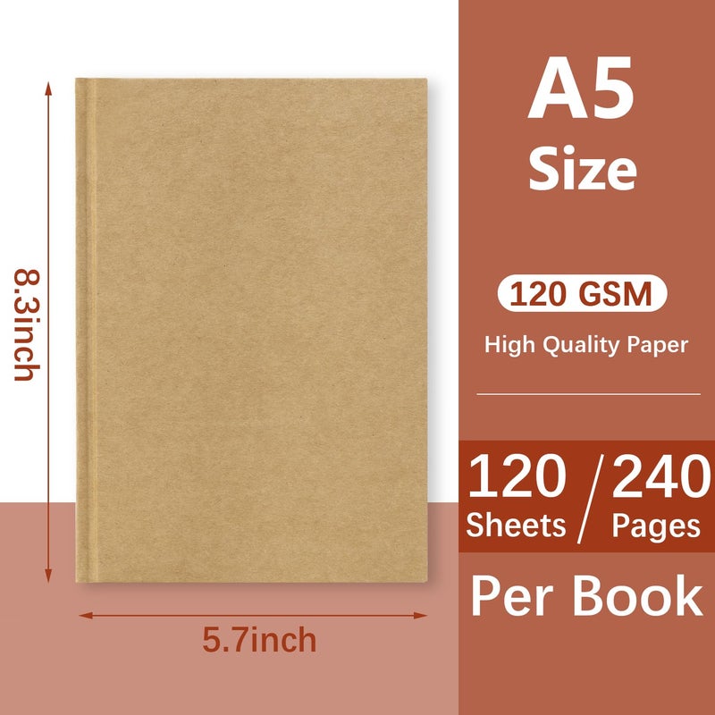 Dynta Hardcover Sketchbook Blank Notebook Bulk 6 Packs Unlined A5 Size 5.7â€x8.3â€ 120 Sheets/240 Pages Premium Paper Sketch Pad for Drawing Books Art Supplies for Office School Travelers Journal - Image 4