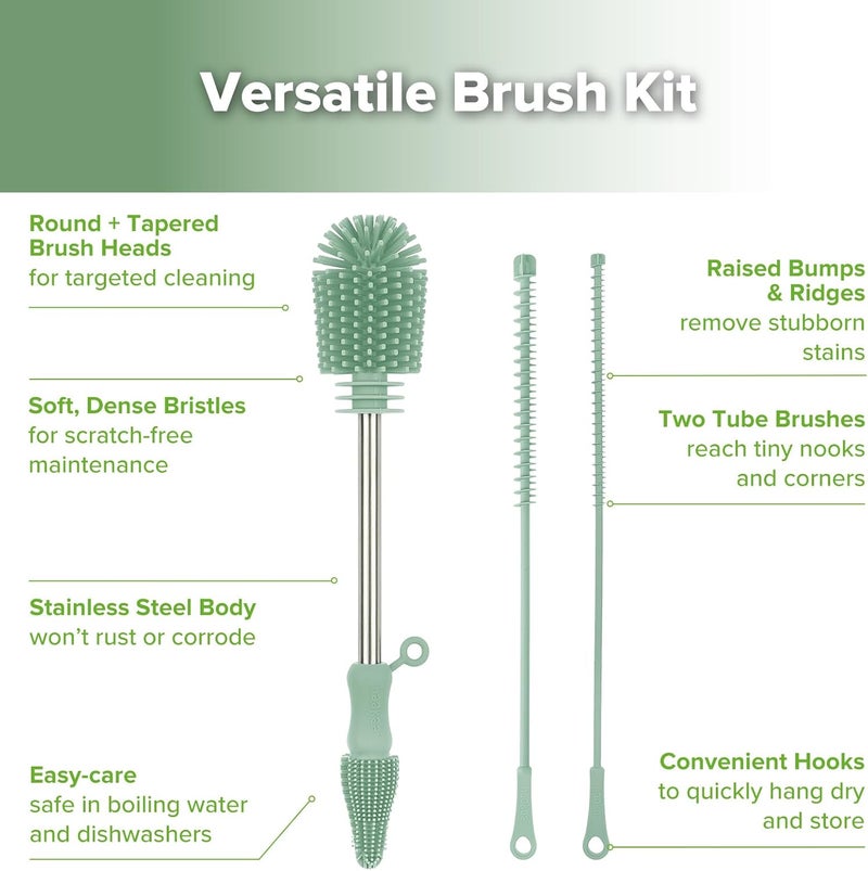 Haakaa Silicone Cleaning Brush Kit - 3 Piece Set - Image 3