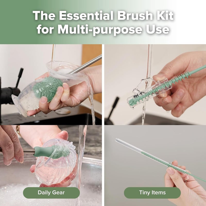 Haakaa Silicone Cleaning Brush Kit - 3 Piece Set - Image 1