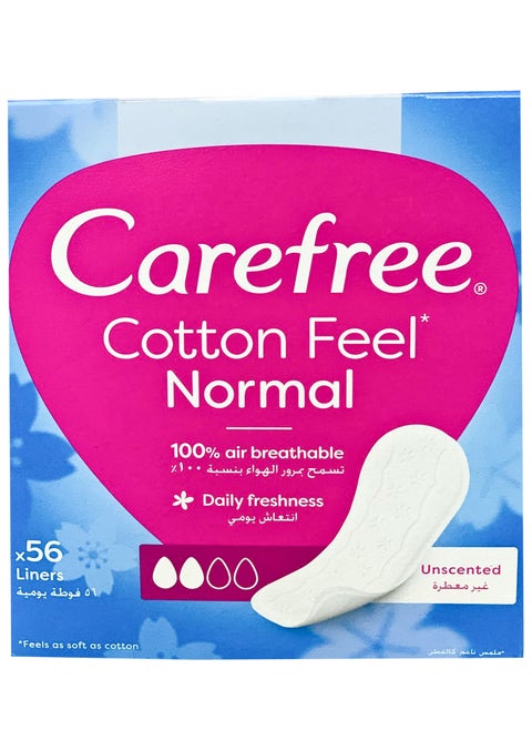 Carefree Cotton Feel Pads Un Scented - Pack of 56 Pieces