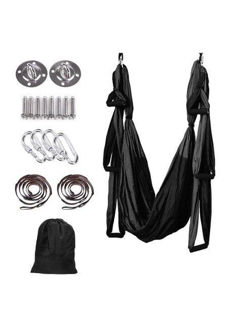 Yoga Hammock - Aerial Yoga Swing Set, Yoga Trapeze Inversion Exercises with Extension Straps and Ceiling Anchors, Hanging Aerial Hammock for Fitness, Dance, Yoga, Gymnastics