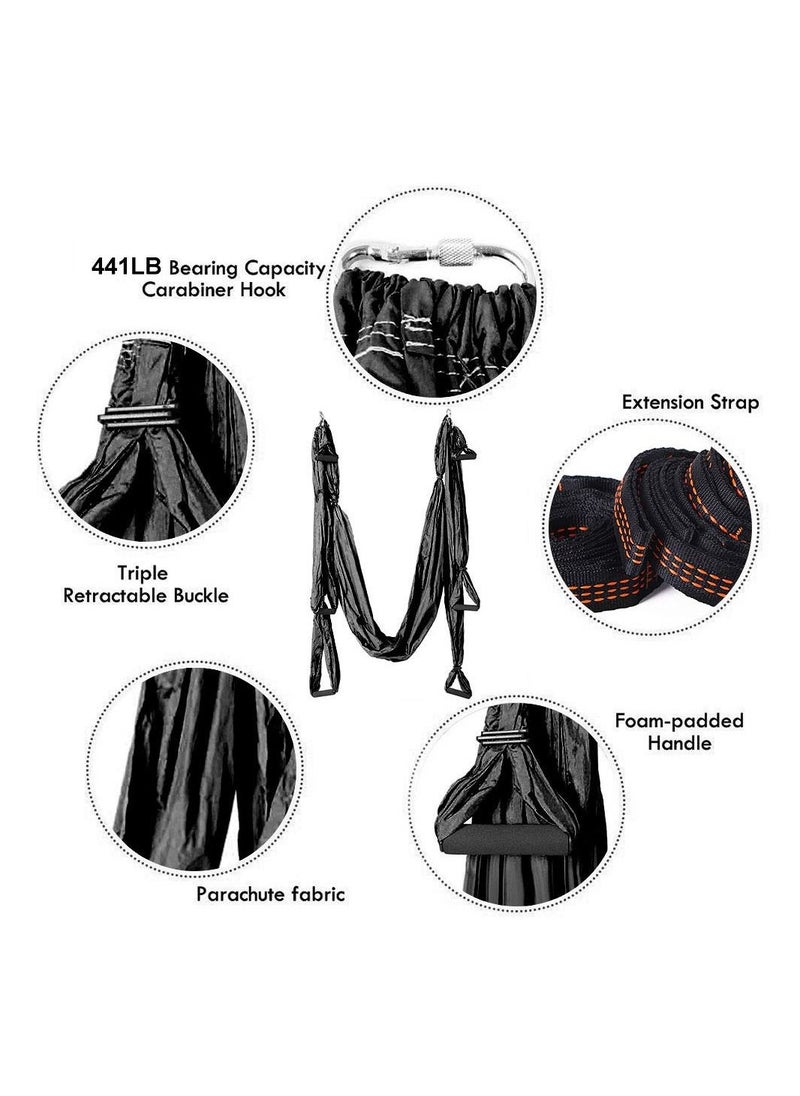 Arabest - Yoga Hammock - Aerial Yoga Swing Set, Yoga Trapeze Inversion Exercises with Extension Straps and Ceiling Anchors, Hanging Aerial Hammock for Fitness, Dance, Yoga, Gymnastics - Image 1