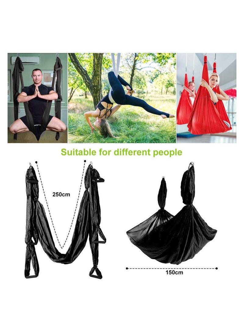 Arabest - Yoga Hammock - Aerial Yoga Swing Set, Yoga Trapeze Inversion Exercises with Extension Straps and Ceiling Anchors, Hanging Aerial Hammock for Fitness, Dance, Yoga, Gymnastics - Image 1